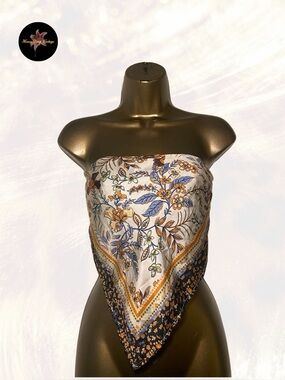 Lovely Day Floral Scarf Print Strapless Top